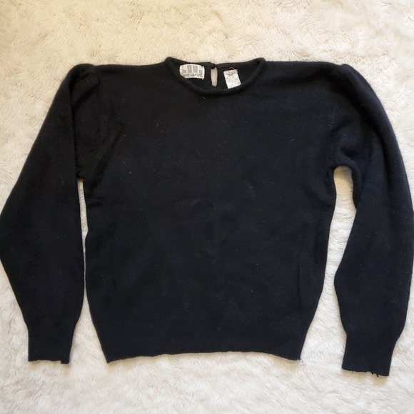 Jeff Laurent Wool Sweater Medium Womens. Tuff Top Sleeves Black Vintage - Picture 5 of 5